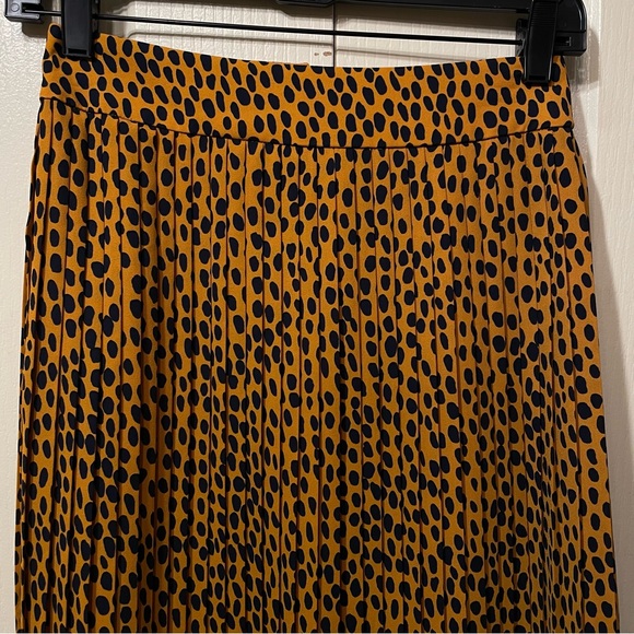 J.Crew pleased skirt mustard black polka dots size 00 - Picture 8 of 10